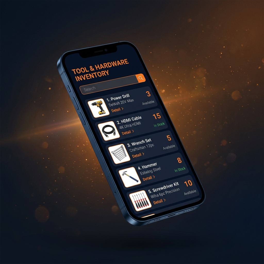 StashCache app showing tool inventory